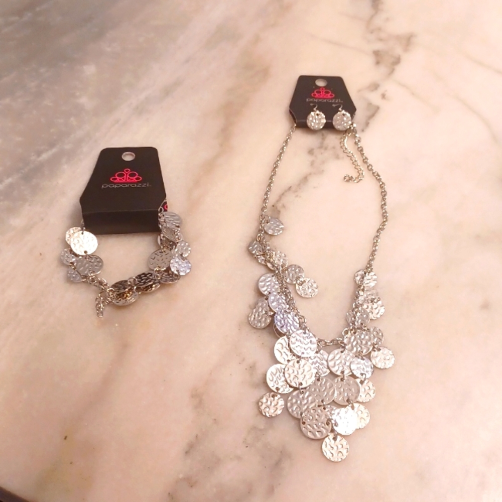 Matching necklace, earrings, and bracelet